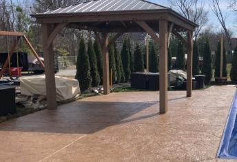 structure built on top of an inground swimming pool deck