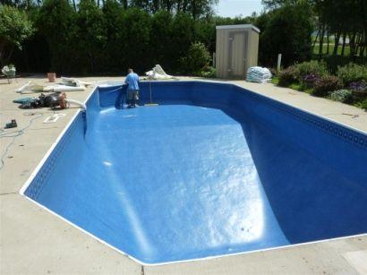 vinyl liner pool in construction